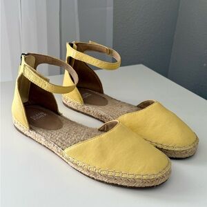Eileen Fisher Yellow Leather Ankle-Strap Espadrilles size 7